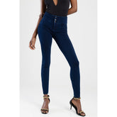 Sissy Boy Womens High Rise Exposed Buttons Jeggings In Dark Vintage