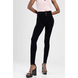 Sissy boy Womens High Rise Exposed Buttons Pants In Black