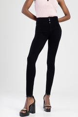 Sissyboy Womens High Rise Exposed Buttons Pants In Black