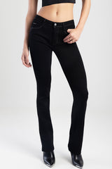 Sissyboy Womens Southern Low-Waist Bootleg Jeans In Black