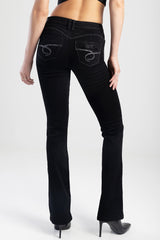 Sissyboy Womens Southern Low-Waist Bootleg Jeans In Black