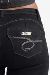 Sissyboy Womens Southern Low-Waist Bootleg Jeans In Black