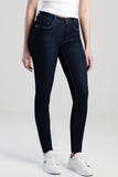 Sissy boy Womens Mid-Waist Skinny Jeans In Dark Blue