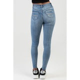 Sissy boy Womens Mid-Waist Skinny Jeans with Pocket Embroidery In Light Vintage