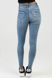 Sissy boy Womens Mid-Waist Skinny Jeans with Pocket Embroidery In Light Vintage
