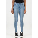 Sissy boy Womens Mid-Waist Skinny Jeans with Pocket Embroidery In Light Vintage