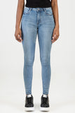 Sissy boy Womens Mid-Waist Skinny Jeans with Pocket Embroidery In Light Vintage