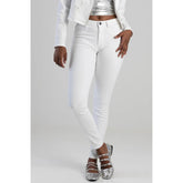 Sissy boy Womens Mid-Waist Basic Skinny Jeans In White