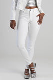 Sissy boy Womens Mid-Waist Basic Skinny Jeans In White