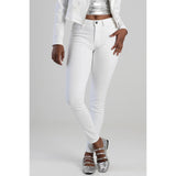 Sissy boy Womens Mid-Waist Basic Skinny Jeans In White