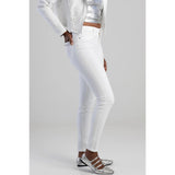 Sissy boy Womens Mid-Waist Basic Skinny Jeans In White