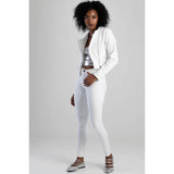Sissy boy Womens Mid-Waist Basic Skinny Jeans In White