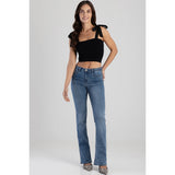 Sissy boy Womens Mid-Waist Bootleg Jeans With Wasit Braid In Medium Vintage