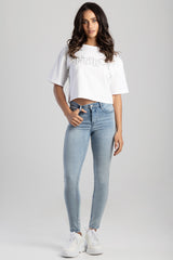 Sissyboy Womens Mid-Waist Baisc Jeans In Light Vintage