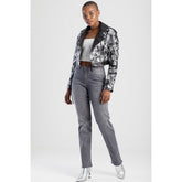 Sissy boy Womens Ruby Mid-Waist Straight Leg Jeans In Grey