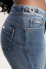 Sissyboy Ladies Mid Waist Flare Jeans In Indigo