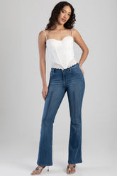 Sissyboy Womens rebecca Mid-Waist Bootleg Jeans In Medium Vintage