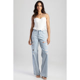 Sissy boy Womens High-Waist Wide Leg Jeans In Light Vintage