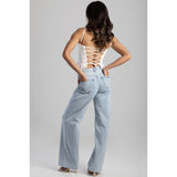 Sissy boy Womens High-Waist Wide Leg Jeans In Light Vintage