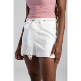 Sissy boy Ladies High Waisted Shorts With Lace In White