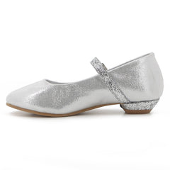 Pierre Cardin Girls Evie Glitter Low Heels In Silver