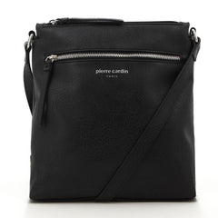 Pierre Cardin Double Compartment Crossbody Bag In Black