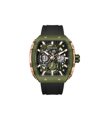 Police Bronze Gun Dial Black Rubber Strap