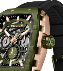 Police Bronze Gun Dial Black Rubber Strap