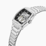 Police Skeletor Exposed Mechanical Silver Watch
