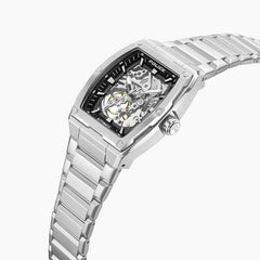 Police Skeletor Exposed Mechanical Silver Watch