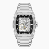 Police Skeletor Exposed Mechanical Silver Watch