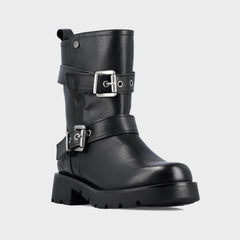 Jeep Womens Black Tats Biker Boots