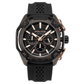 Police Mens Quartz Multifunction Silicone Strap Watch In Black/Black Dial