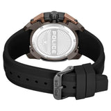 Police Mens Quartz Multifunction Silicone Strap Watch In Black/Black Dial