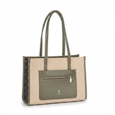 Polo Womens Palma Book Tote Bag In Beige And Olive