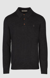 Pringle Mens Merino Knitwear Golfer In Charcoal