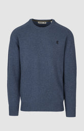 Pringle Mens Johnson Lambswool Crewneck Sweater In Mid Blue
