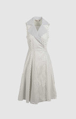 Pringle Womens Kiara Cotton Wrap Stripe Dress In White