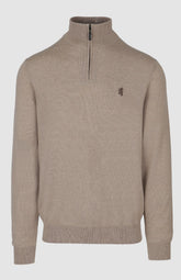Pringle Mens Ernie 1/4 Zip Merino Sweater In Biscuit