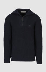 Pringle Mens Kyle 1/4 Zip Ribbed Knitwear In Navy