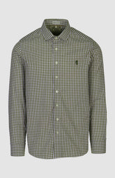 Pringle Mens Bernard Gingham Long Sleeve Tailored Shirt In Olive