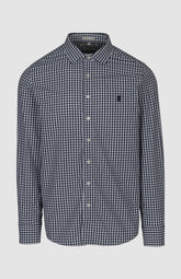 Pringle Mens Bernard Gingham E/Care Long Sleeves Tailored Shirt In Navy