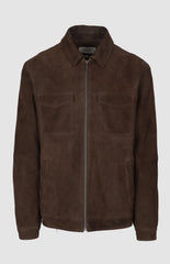 Pringle Mens Elijah Suede Jacket In Dark Brown