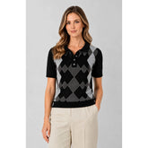 Pringle Womens Vuyo Argyle Knit Golfer In Black