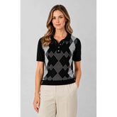 Pringle Womens Vuyo Argyle Knit Golfer In Black
