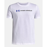 Under Armour Kids Logo Wordmark Short Sleeve T-Shirt In White