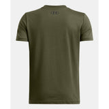Under Armour Boys Logo Wordmark Short Sleeves T-Shirt In Marine Green