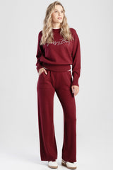 Sissyboy Womens Beckett Wide Leg Knit pants In Burgandy