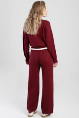 Sissyboy Womens Beckett Wide Leg Knit pants In Burgandy