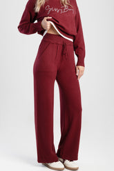 Sissyboy Womens Beckett Wide Leg Knit pants In Burgandy
